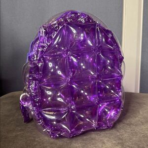 Purple Inflatable Bubble Backpack Zipper Closure One Size NEW
